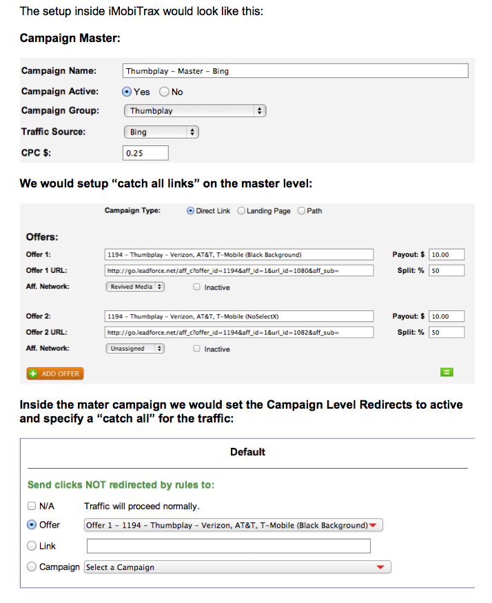 mobile post click redirect rules