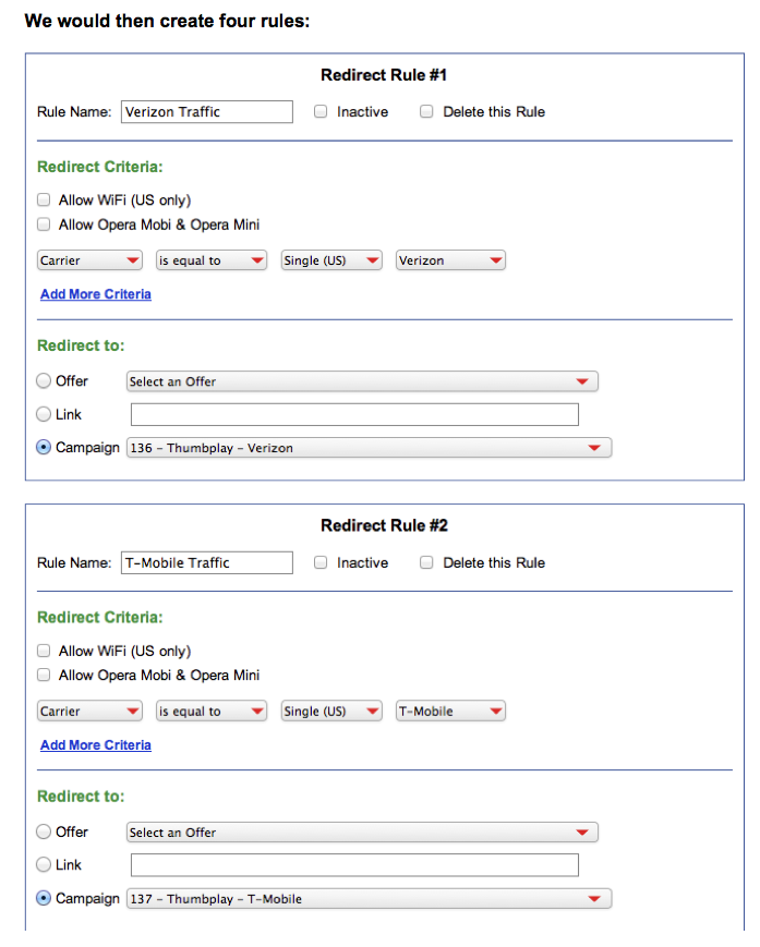 Mobile post click redirects